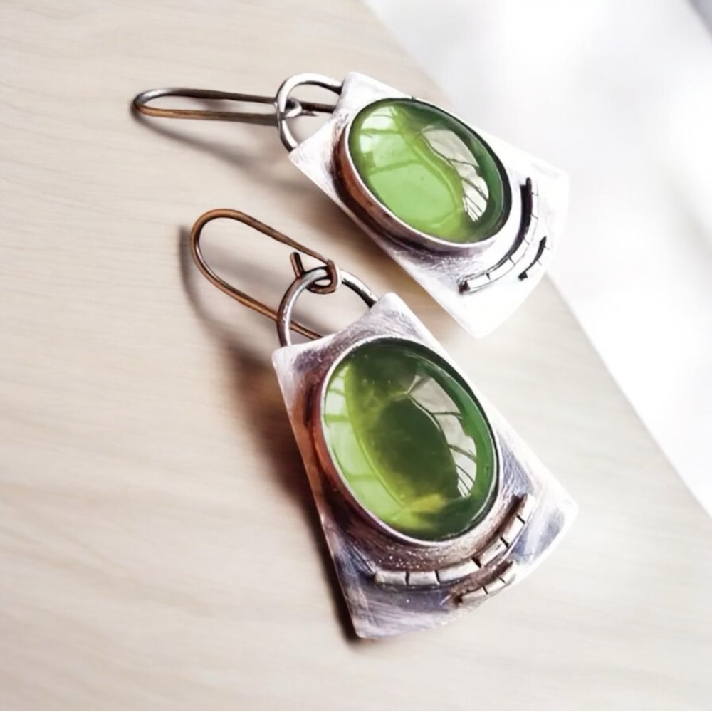 Vibrant Geometric Dangle Earrings - Unique Vintage-Inspired Design - Nature Gift
